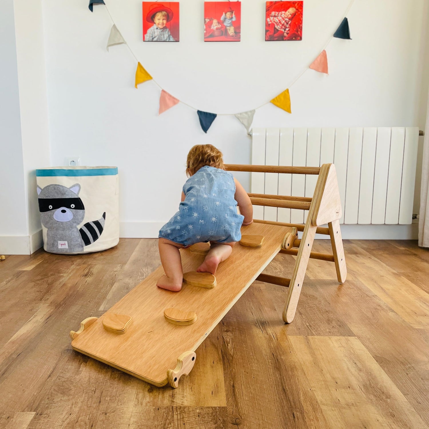 FUNLIO 7 en 1 Montessori Parque Infantil de Madera para Niños de 2 a 5 Años, Juguetes de Escalada Pikler para Bebe con Columpio